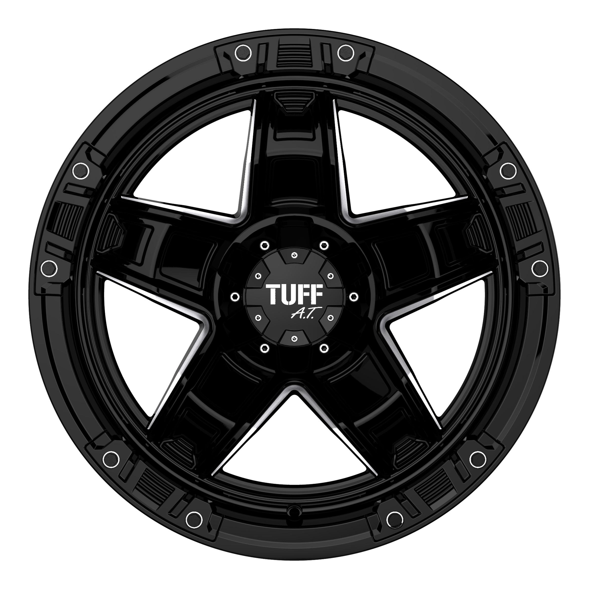 Tuff T10 Gloss Black With Milling Spokes And Chrome Accents Size 26x11 Boltpattern 8x16510