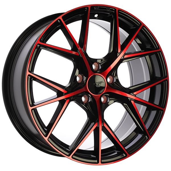 DAI Wheels A-Spec Gloss Black - Machined Face - Red Face size-16x7 ...